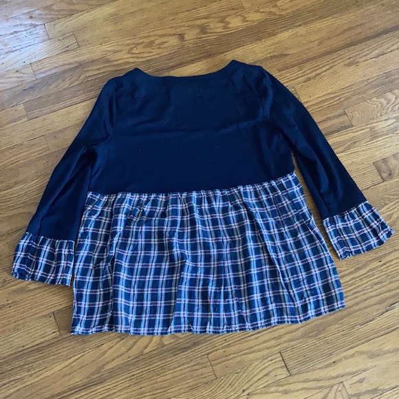 LOFT plaid mixed media top - Picture 6 of 12